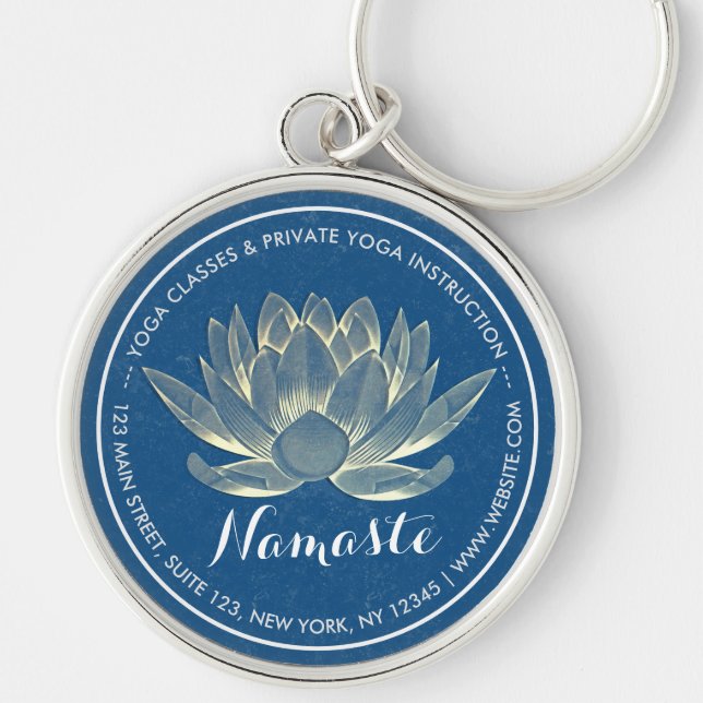 Porte-clés Méditation YOGA Reiki Instructeur Blue & Gold Lotu (Devant)