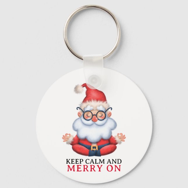 Porte-clés Méditer Funny Santa Claus Garder Calme Et Joyeux S (Recto)