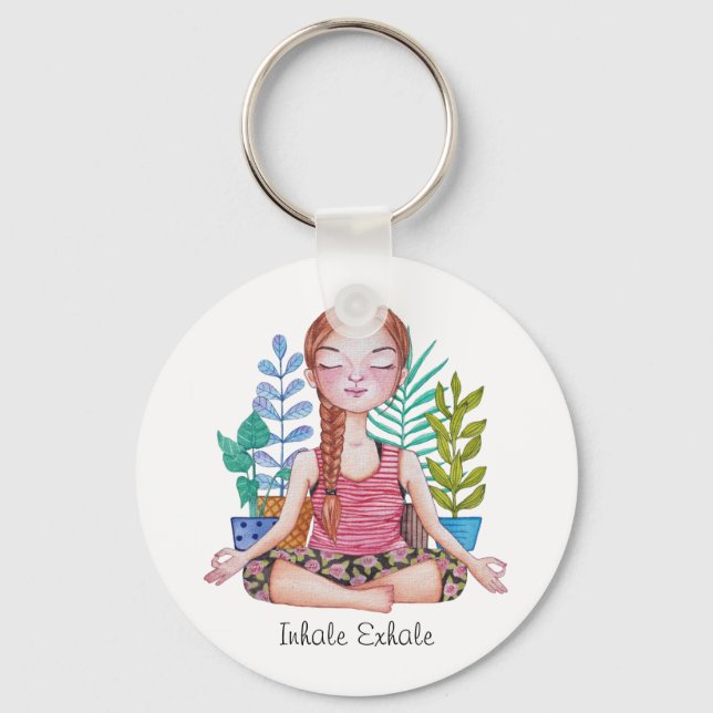 Porte-clés Méditer la fille avec les Plantes (Recto)