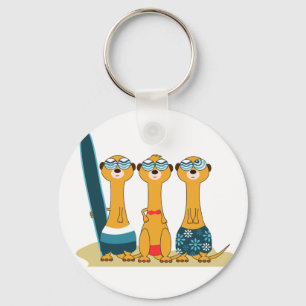 Porte-clés Meercats surfant