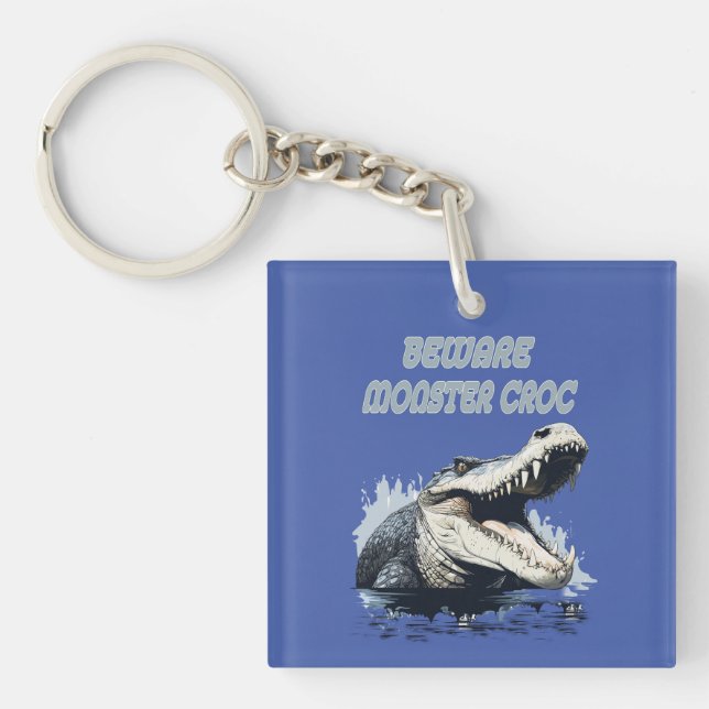 Porte-clés Méfiez-vous du crocodile de monstre en colère (Devant)