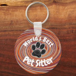 Porte-clés Meilleur Animaux de compagnie Sitter Empreinte de 