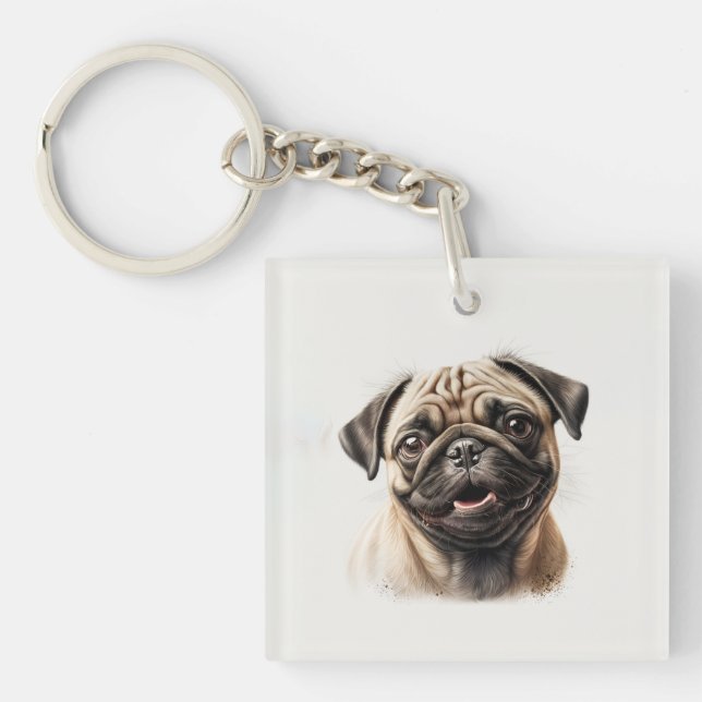 Porte-clés Meilleur Carlin frais Meilleur Chien Maman Jamais (Devant)