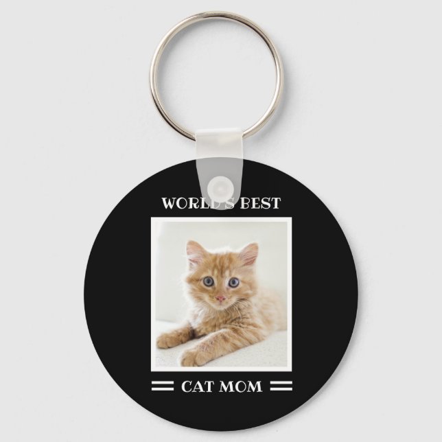 Porte-clés Meilleur Chat au monde Maman personnalisée Photo p (Recto)