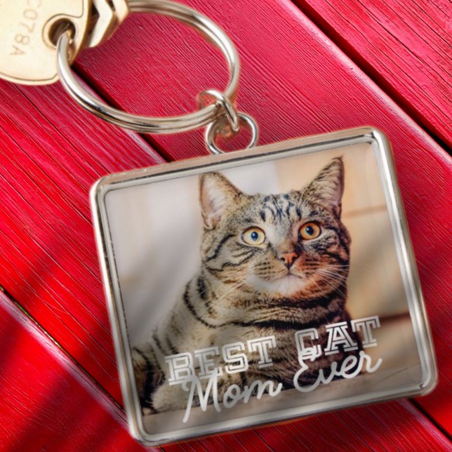 Porte-clés Meilleur Chat Maman Ever Moderne Personnalisé Phot (Créateur téléchargé)