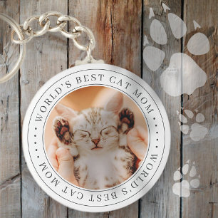 Porte-clés Meilleur Chat Mondial Maman Classique Photo Simple