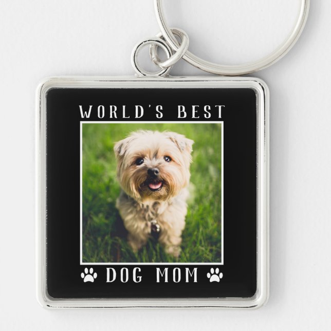 Porte-clés Meilleur Chien Maman Empreintes de pattes Pet Phot (Devant)