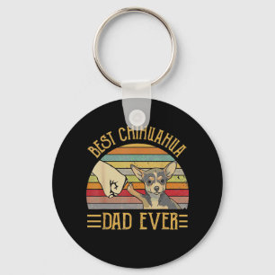 Porte-clés Meilleur Chihuahua Papa Jamais Retro Vintage Sunse