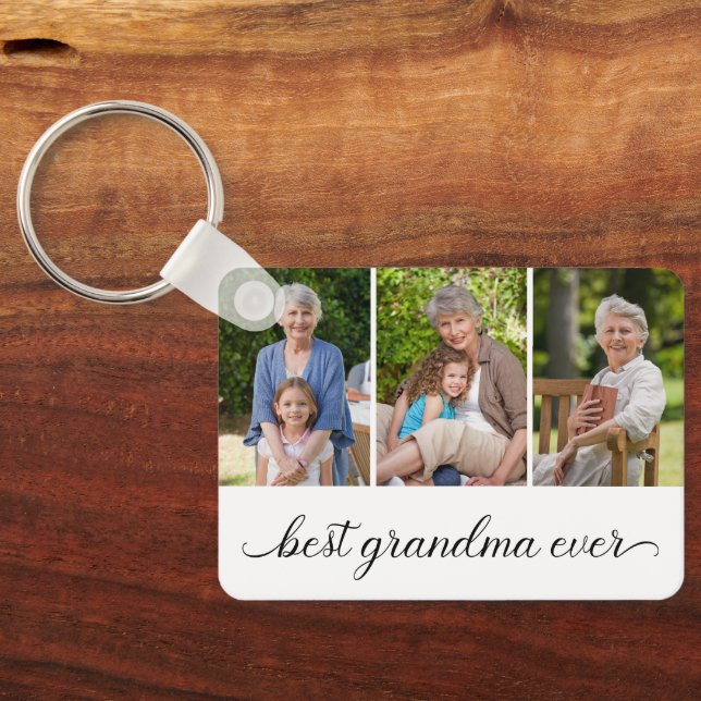Porte-clés Meilleur Collage photo de grand-mère Ever 3 (Verso)