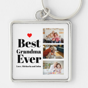 Porte-clés Meilleur Grand-Mère Jamais Coeur 3 Photo Collage