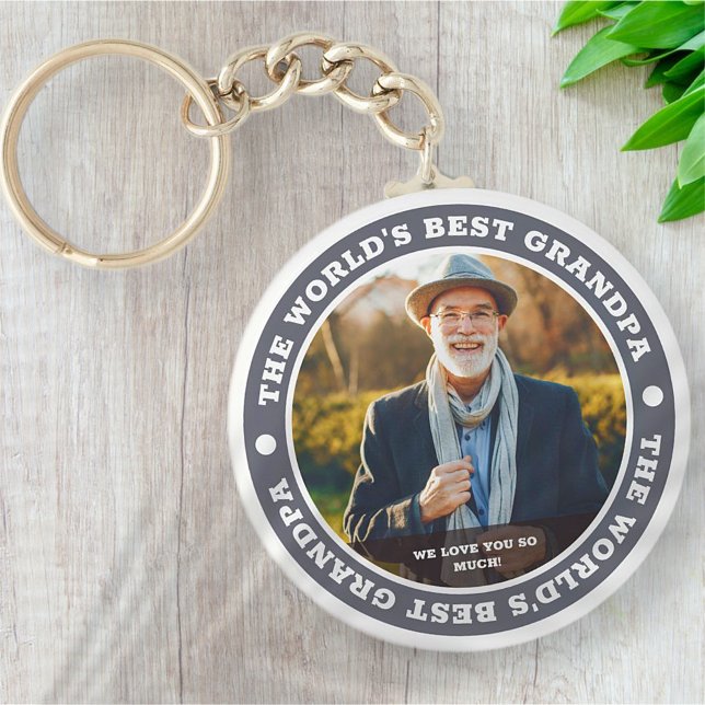 Porte-clés Meilleur grand-père du monde Photo personnalisée m (Créateur téléchargé)