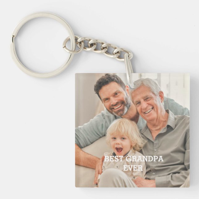 Porte-clés Meilleur Grand-Père Jamais Photo Personnalisée Cré (Devant)