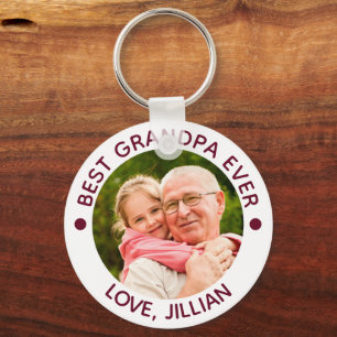 Porte-clés MEILLEUR GRANDPA JAMAIS photo Maroon personnalisé