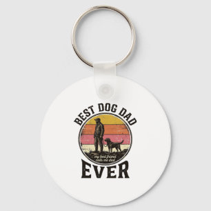 Porte-clés Meilleur Papa Chien Conception Vectorielle Vintage