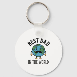 Porte-clés Meilleur Papa du Monde Earth Moustache Shirt Desig
