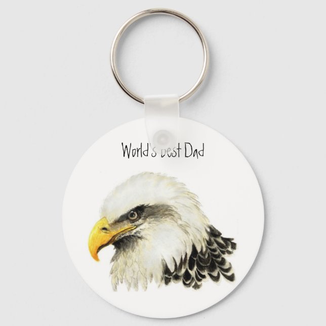Porte-clés Meilleur papa du monde, j'aime l'aigle chauve, l'o (Recto)