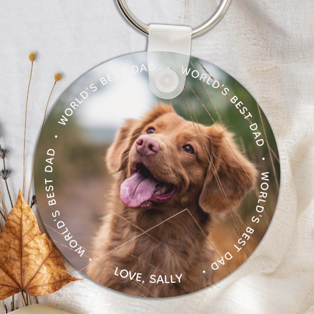 Porte-clés Meilleur papa du monde - Photo de chien d'animaux  (Créateur téléchargé)