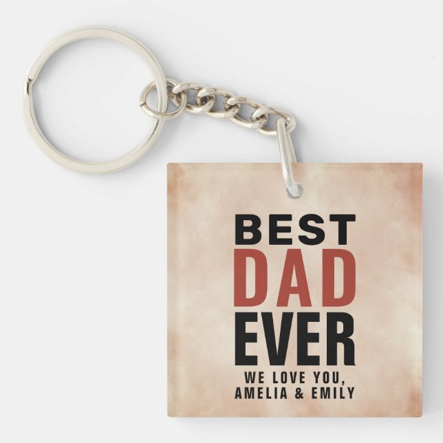 Porte-clés Meilleur papa Ever Aquarelle Fête du Père (Devant)