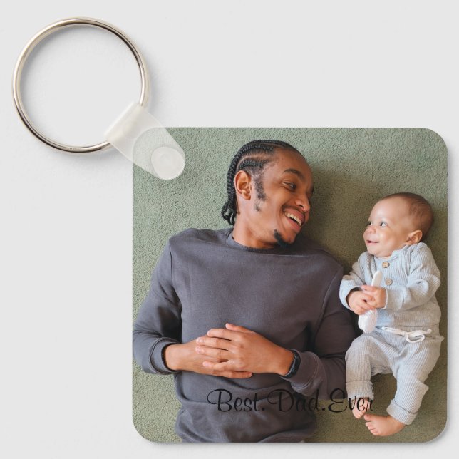 Porte-clés Meilleur Papa Jamais Personnalisé Photo Double Côt (Recto)