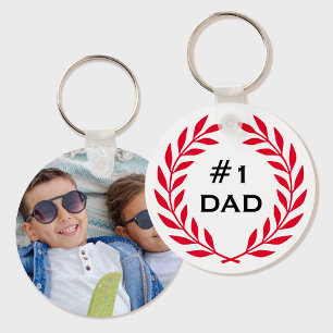 Porte-clés Meilleur papa Laurel Wreath Photo personnalisée Ro