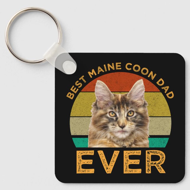 Porte-clés Meilleur Père Coon Maine Jamais (Recto)