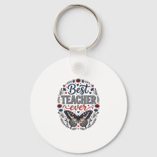 Porte-clés Meilleur Professeur Ever Vintage Papillon Floral C