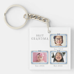 Porte-clés Meilleure grand-mère Est date personnalisée 3 Phot