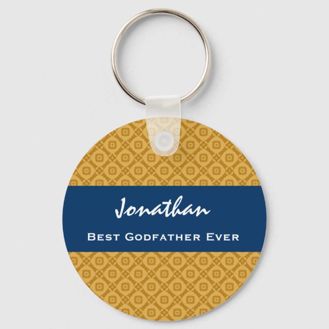 Porte-clés Meilleure idée cadeau GODFATHER Gold et Navy Custo (Recto)