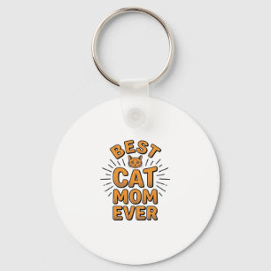 Porte-clés Meilleure Maman de Chat Vintage Gravure Design_1