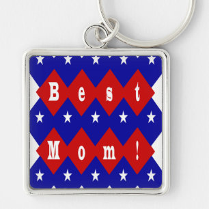 Porte-clés Meilleure maman en forme de diamant patriotique