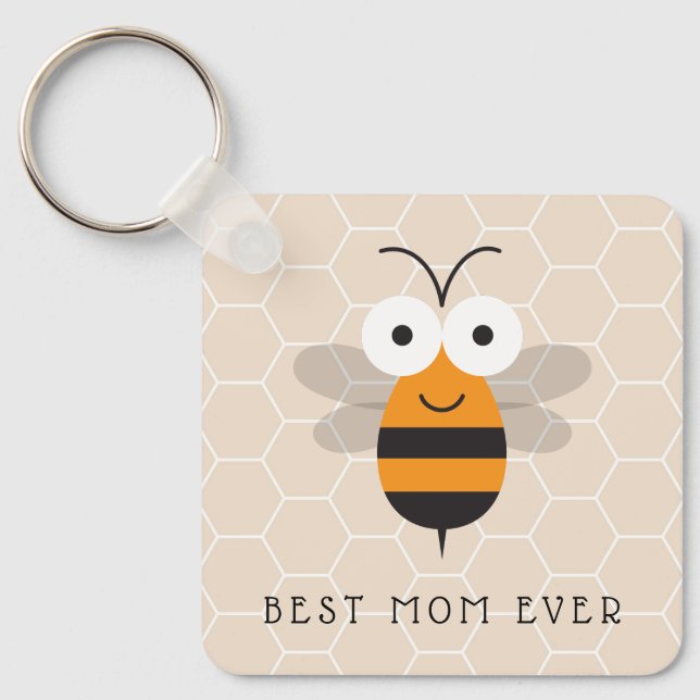 Porte-clés Meilleure maman Jamais Miel Bee Honeycomb Bouton (Recto)