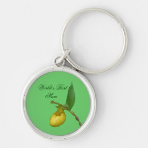 Porte-clés Meilleure maman Jaune Lady Slipper Flower Porte - 