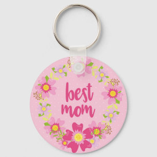 Porte-clés Meilleure maman Porte - clé rose avec fleurs