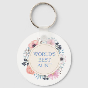 Porte-clés Meilleure tante du monde blanc rose bleu