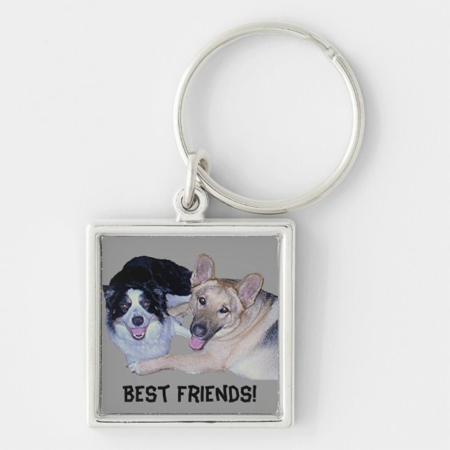 Porte-clés Meilleurs amis Bordure Collie & Berger allemand (Devant)