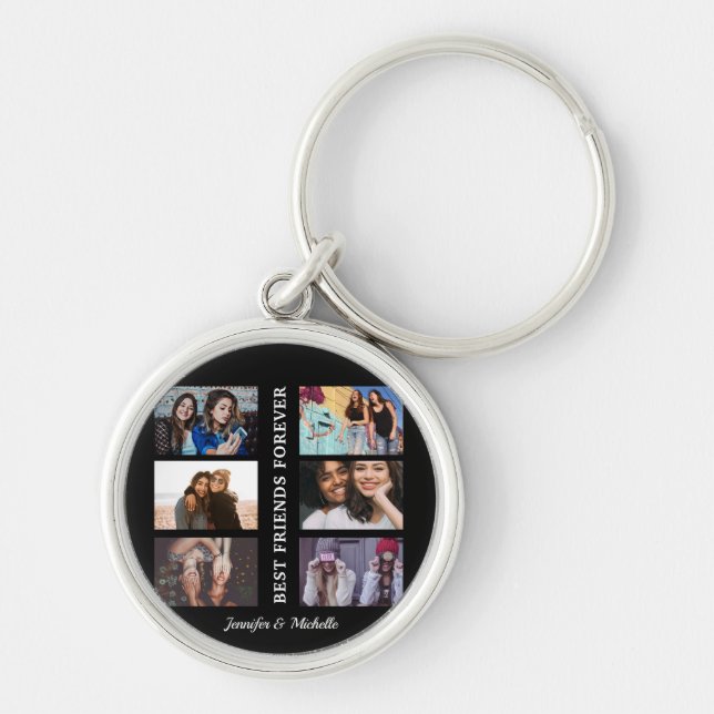 Porte-clés Meilleurs amis noms personnalisés et 6 photo colla (Devant)
