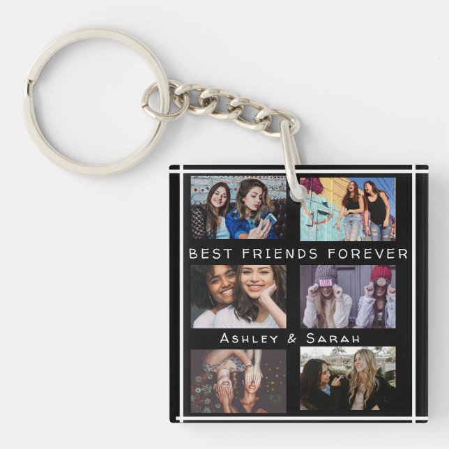 Porte-clés Meilleurs amis pour toujours BFF Custom 6 Photo Co (Devant)