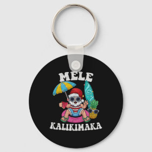 Porte-clés Mele Kalikimaka Hawaii Christmas Surfing Père Noël