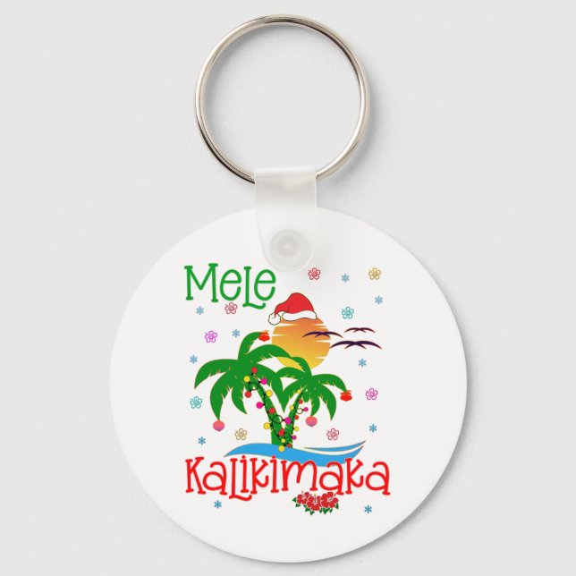 Porte-clés Mele Kalikimaka Hawaiian Joyeux Noël Aloha (Recto)