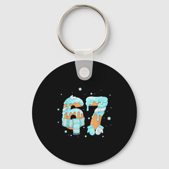 Porte-clés Melting Snow 67 Meme Ice Cream Drip Snowflakes Win (Recto)