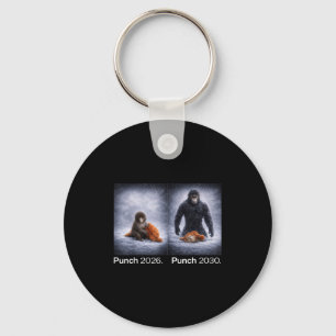 Porte-clés Mème de singe mignon punch design d'animal drôle
