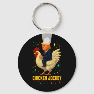 Porte-clés Mème drôle de jockey de poulet Trump 2