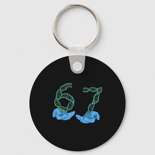 Porte-clés Mème drôle numéro 67 Réplication ADN Science moléc (Recto)