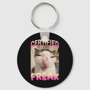 Porte-clés Mème Offensive Mèmes de félin Freak Certifié Mat D