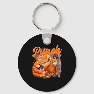 Porte-clés Mème Punch le singe bébé singe tenant peluche