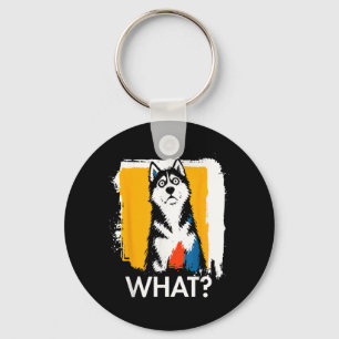 Porte-clés Mémé quoi_ Chien Mème Husky Sibérien Citation Drôl