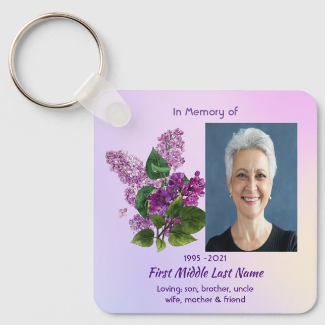 Porte-clés Mémento de fleur de jardin de lilas  (Recto)
