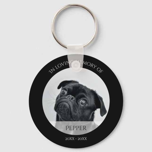 Porte-clés Mémorial de Chien Noir moderne en Mémoire d'amour  (Recto)