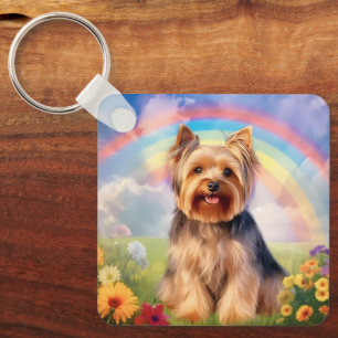 Porte-clés Mémorial du Yorkie Yorkshire Terrier Rainbow Bridg