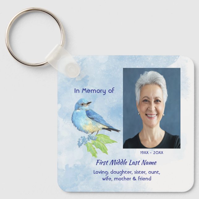 Porte-clés  Memorial Keepsake Bluebird Garden Bird  (Recto)